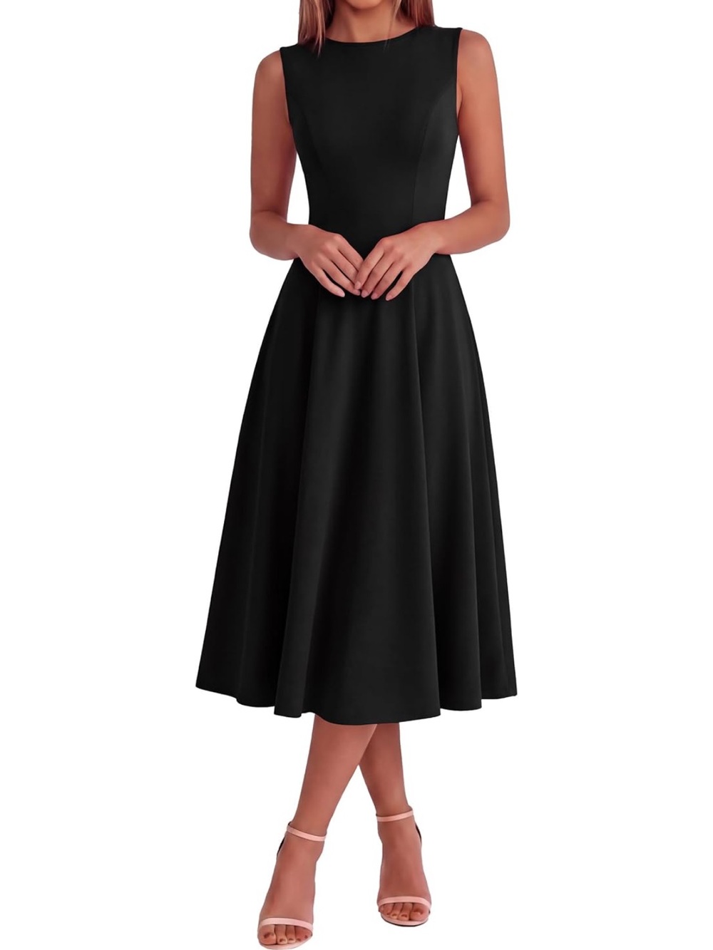 ZESICA Womens Summer Sleeveless Formal Wedding Guest Midi Cocktail Dress. Size S